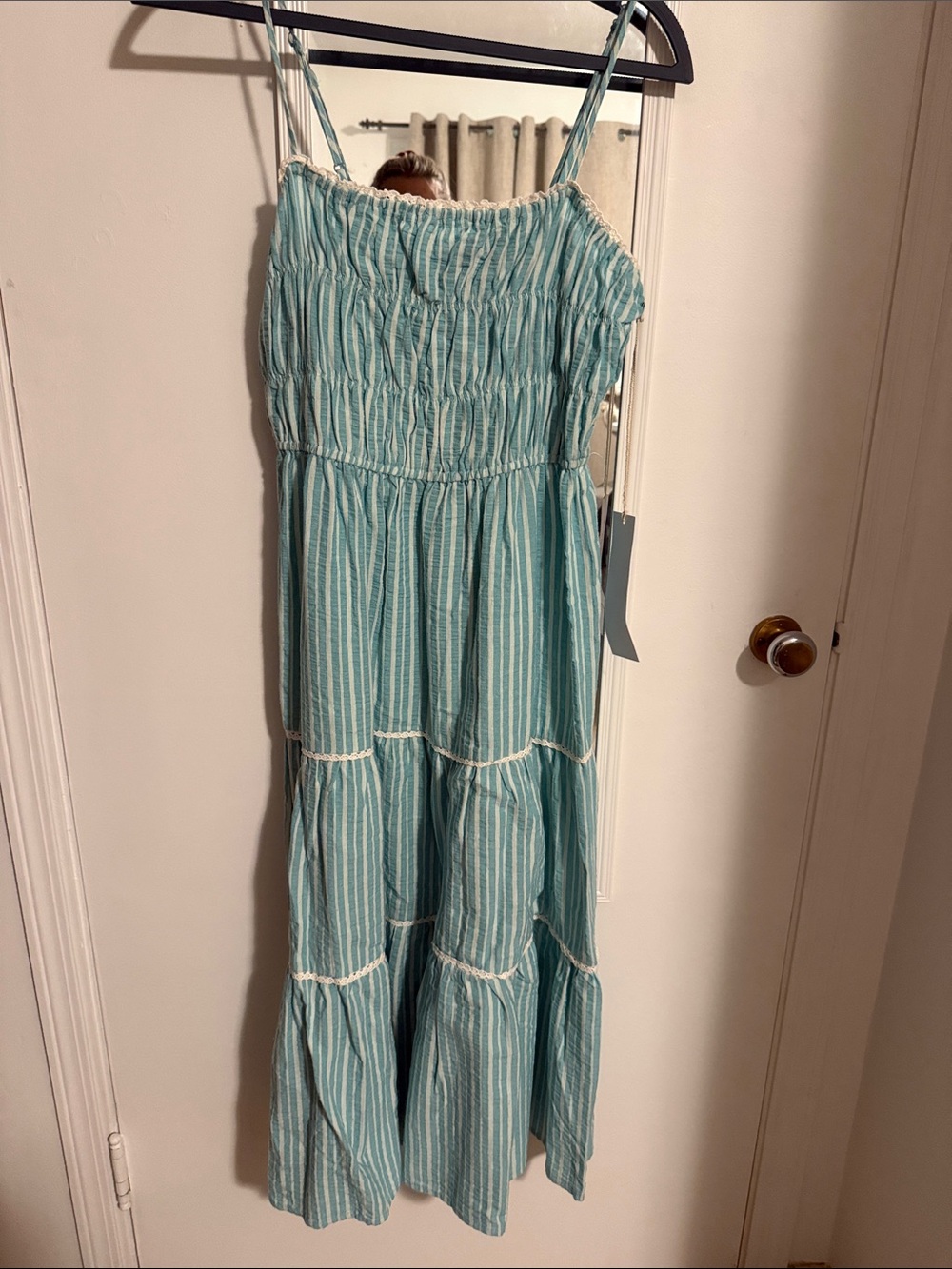 Lumiere Light Blue & White Striped Girls' One-Piece Sundress
